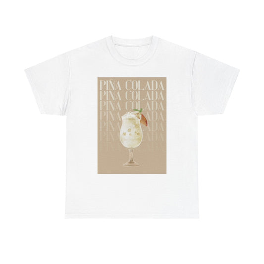 Pina Colada Graphic T Shirt Retro Bar Carribean Tropical Unisex Heavy Cotton Tee