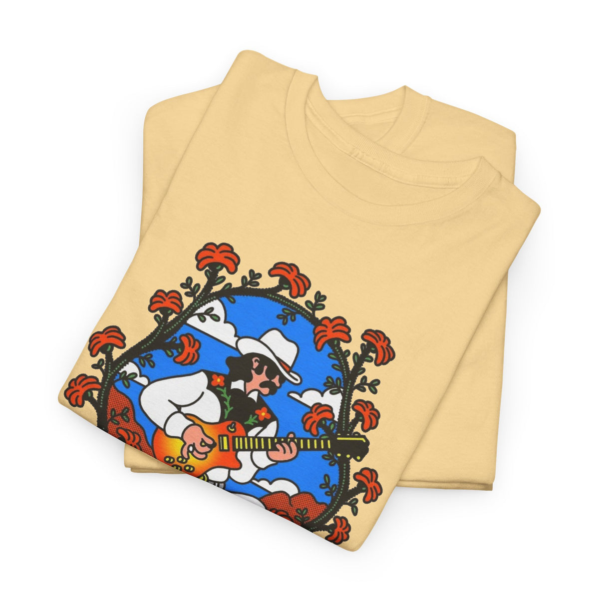 Romanceur Guitar Player Illustration T-Shirt Men's Graphic Tee