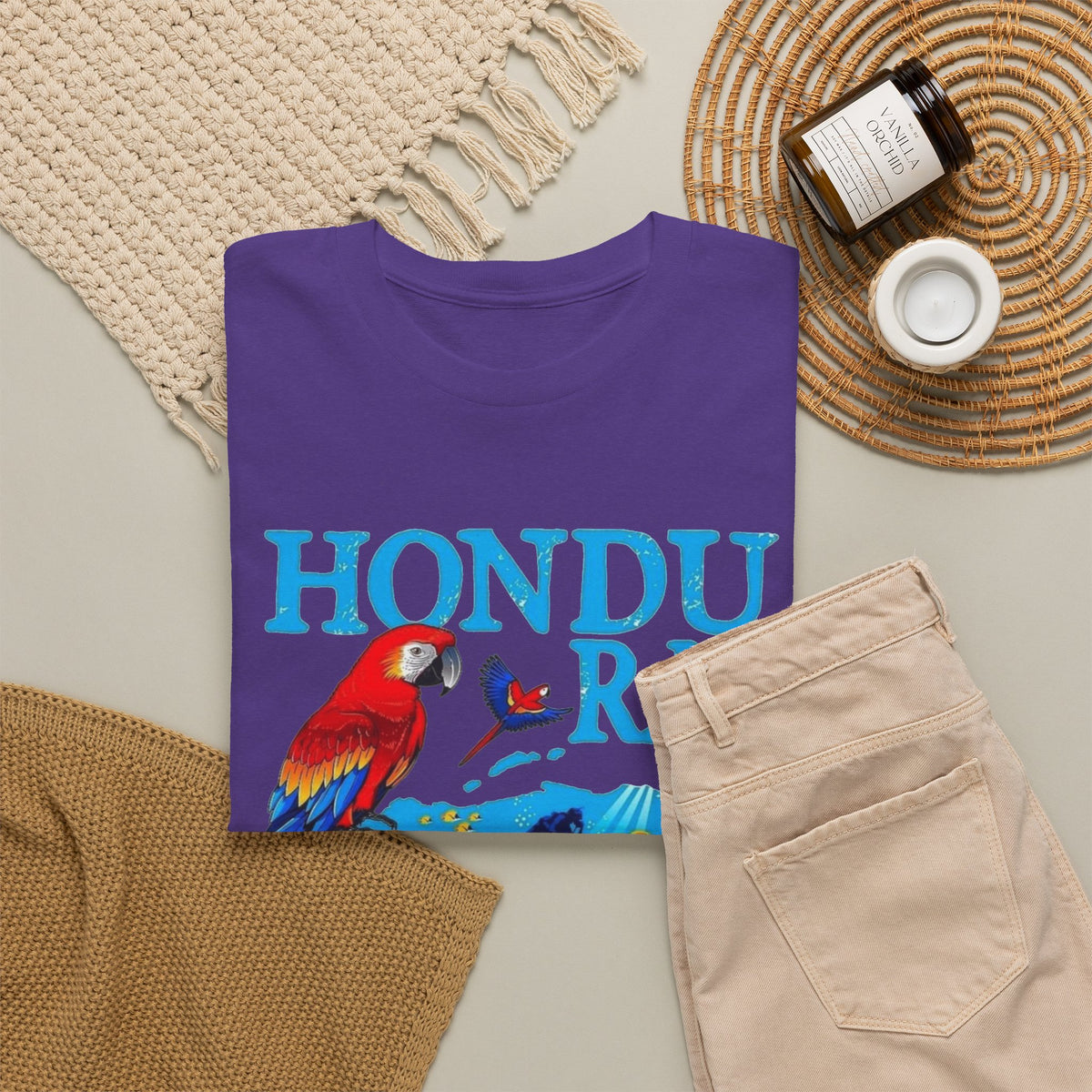 Honduras Graphic T Shirt Men's Retro Tropical Birds Heavy Cotton Tee