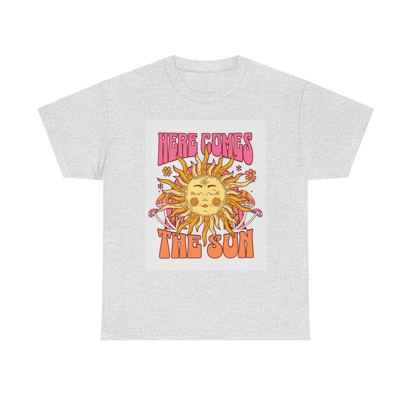 Here Comes The Sun Graphic T Shirt Retro Unisex Heavy Cotton Tee