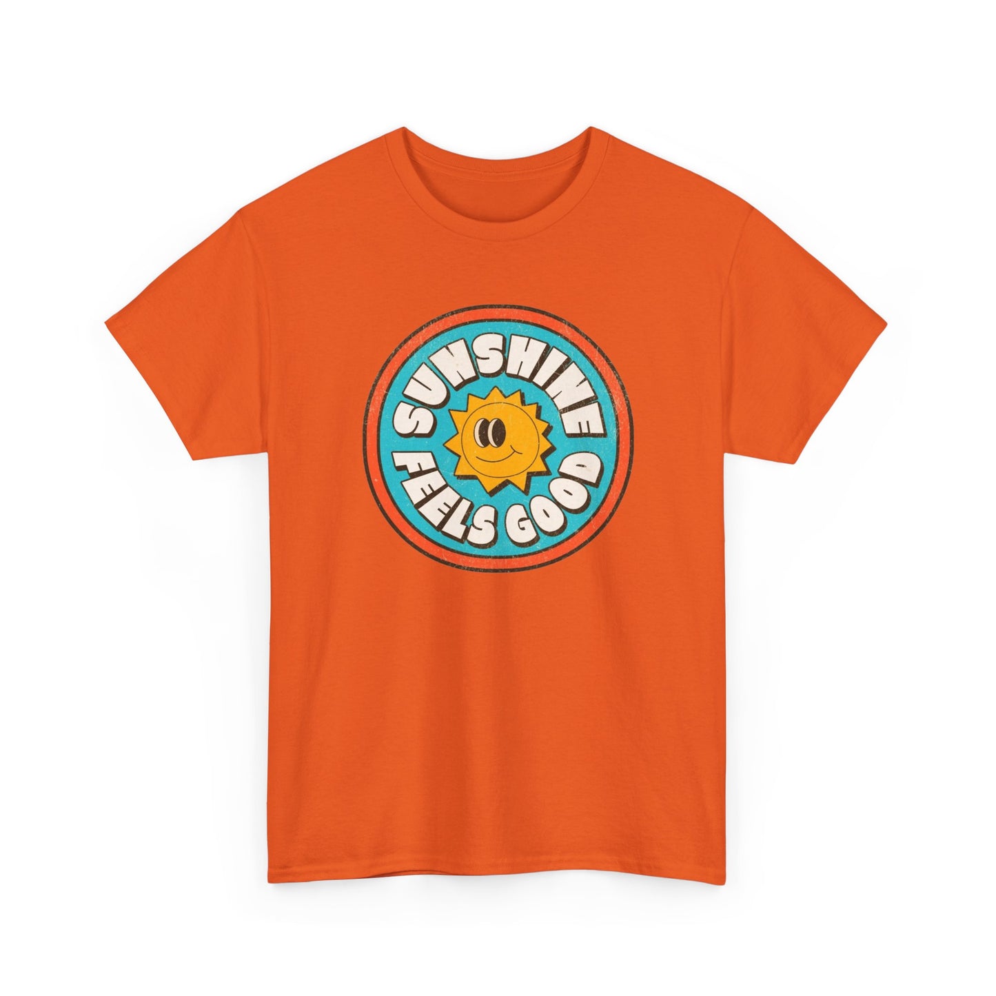 Sunshine Feels Good Graphic T Shirt Happy Smiles Unisex Heavy Cotton Tee