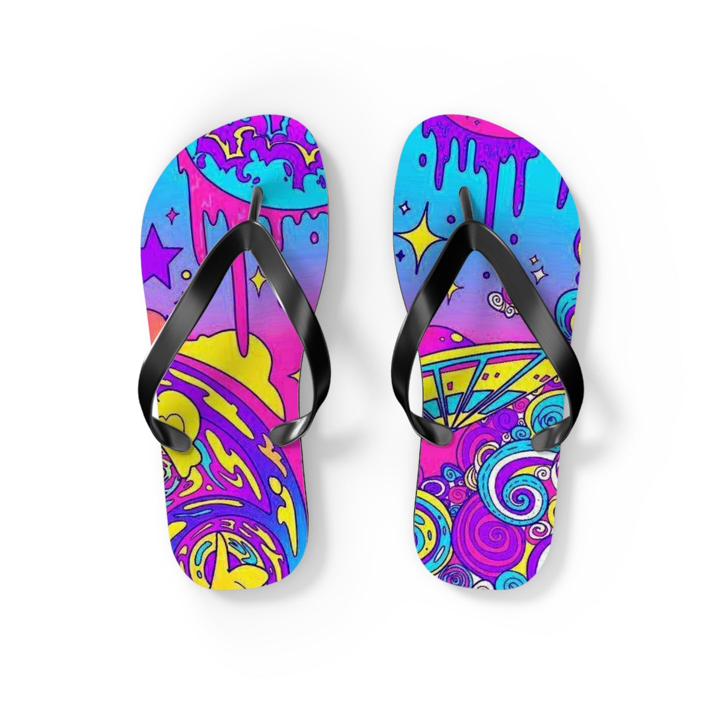 Neon Drip Beach Sandals, Slides for Summer, Flip Flops, Water Resistant