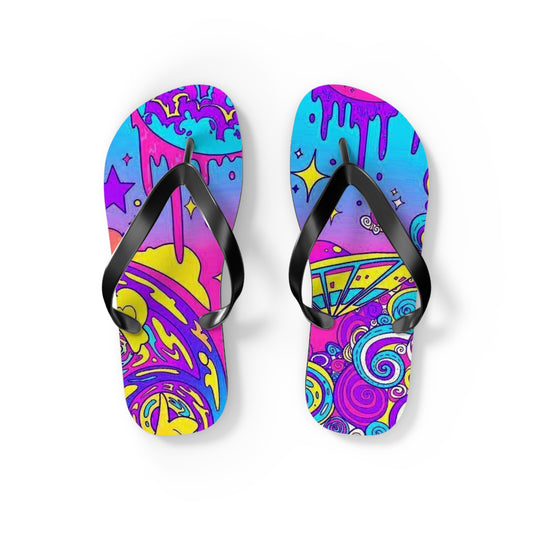 Neon Drip Beach Sandals, Slides for Summer, Flip Flops, Water Resistant