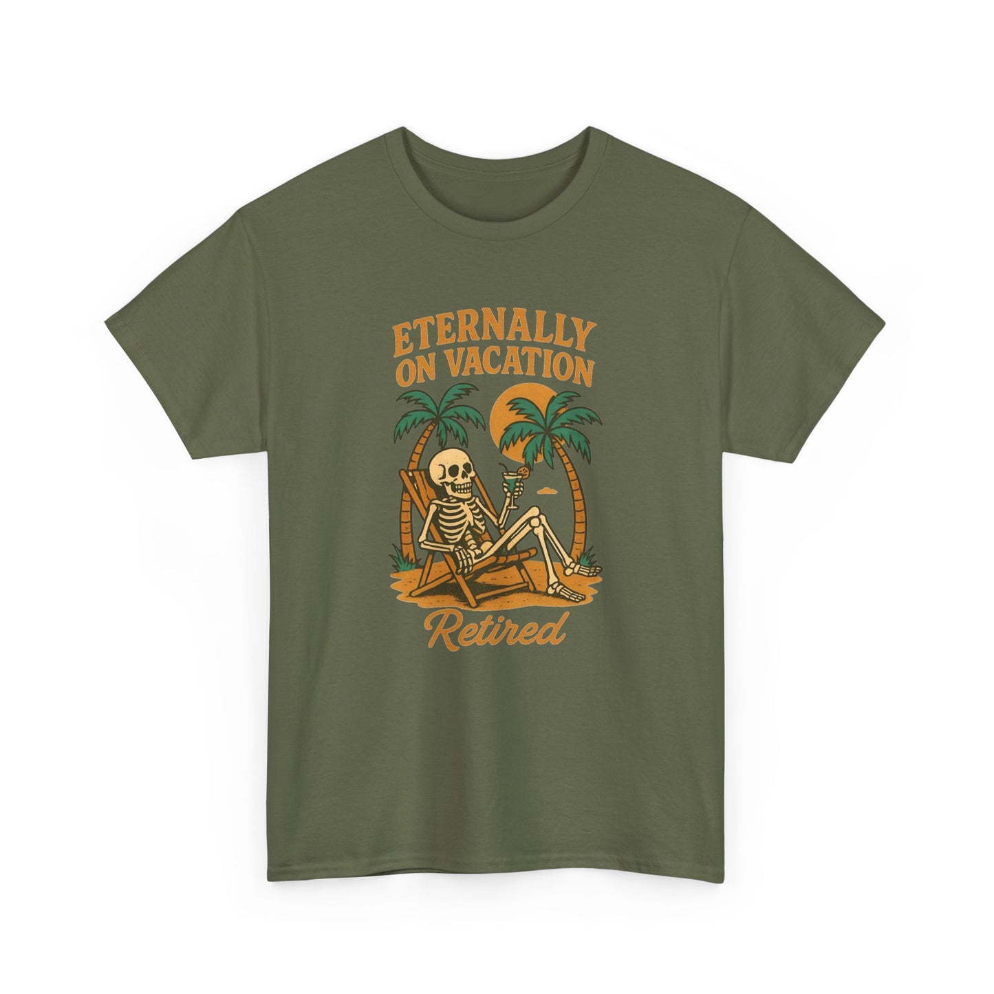 Eternally On Vacation Retired Graphic T Shirt NEW Unisex Heavy Cotton Tee