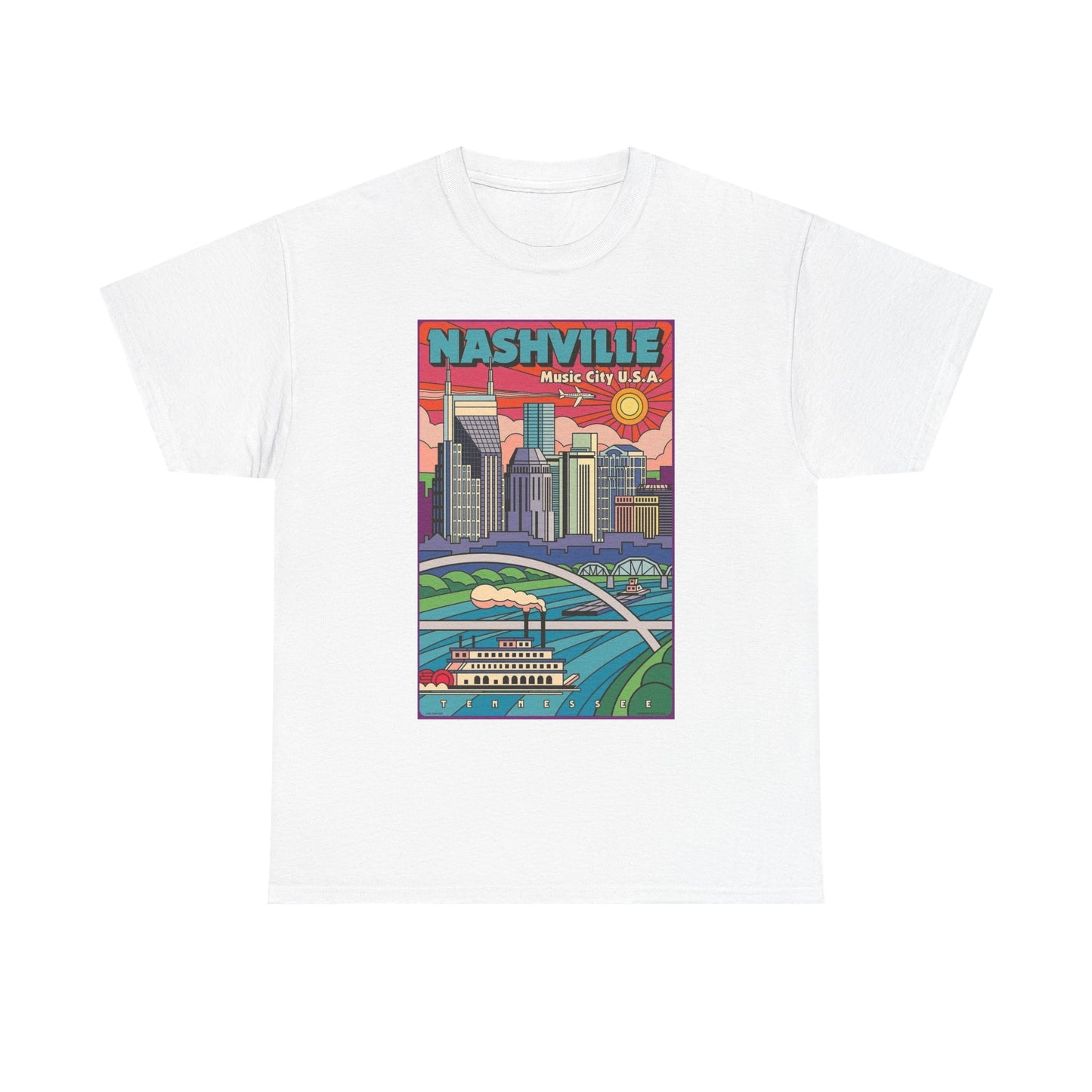 Nashville Graphic T Shirt Retro Tennessee Unisex Heavy Cotton Tee