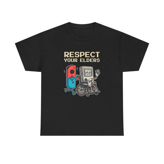 Respect Your Elders Retro Gaming Comedy Graphic T Shirt NEW ADULT TEE VINTAGE