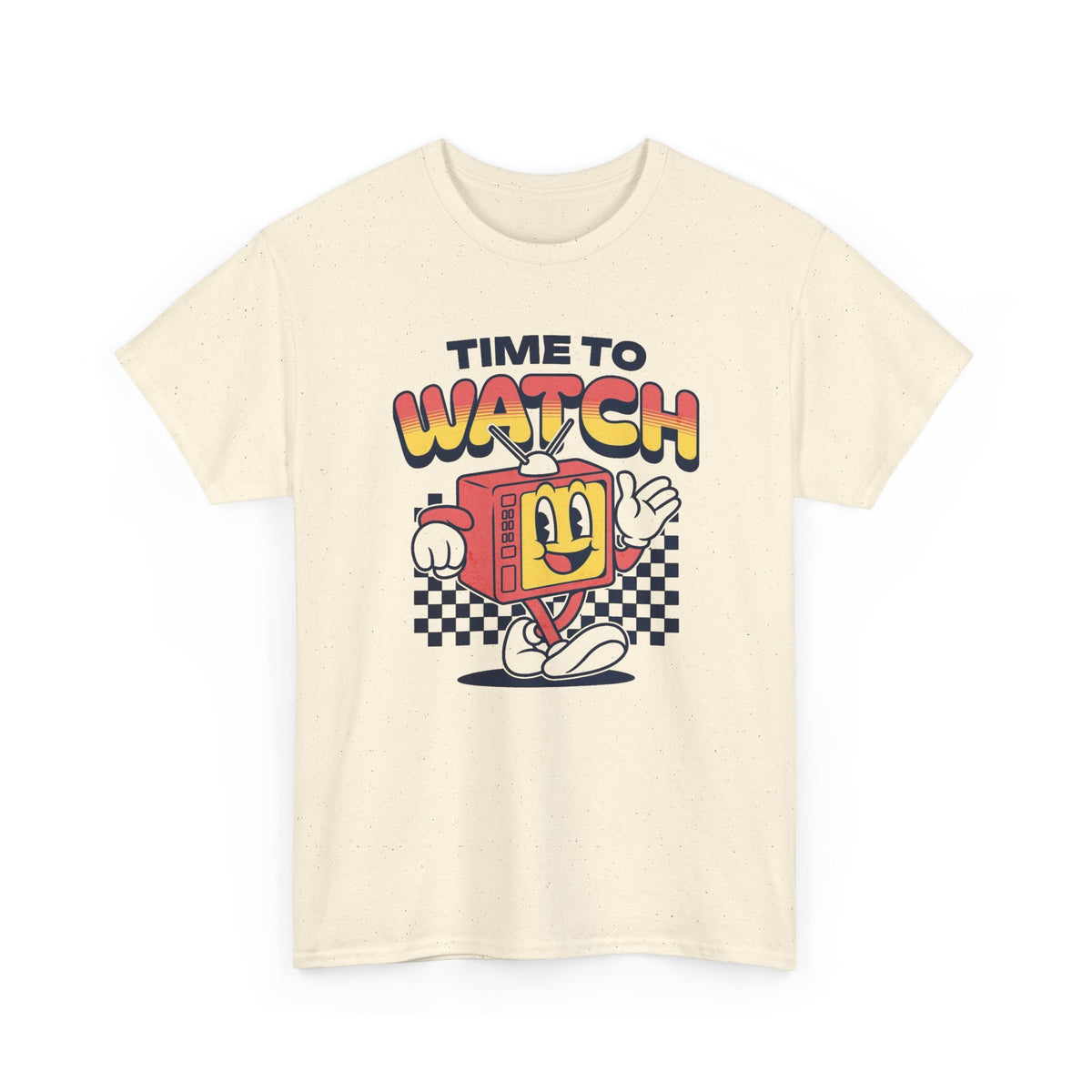Time To Watch Tv Retro Graphic T Shirt Men's Heavy Cotton Tee