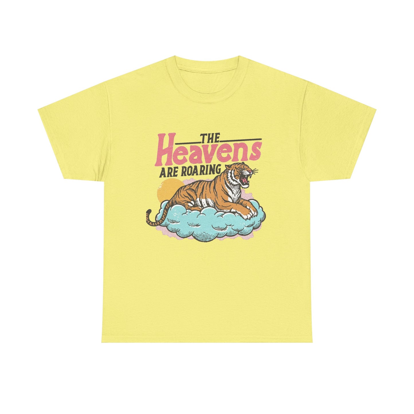 The Heavens Are Roaring Tiger Retro Graphic T Shirt Regular Men's Heavy Cotton Tee