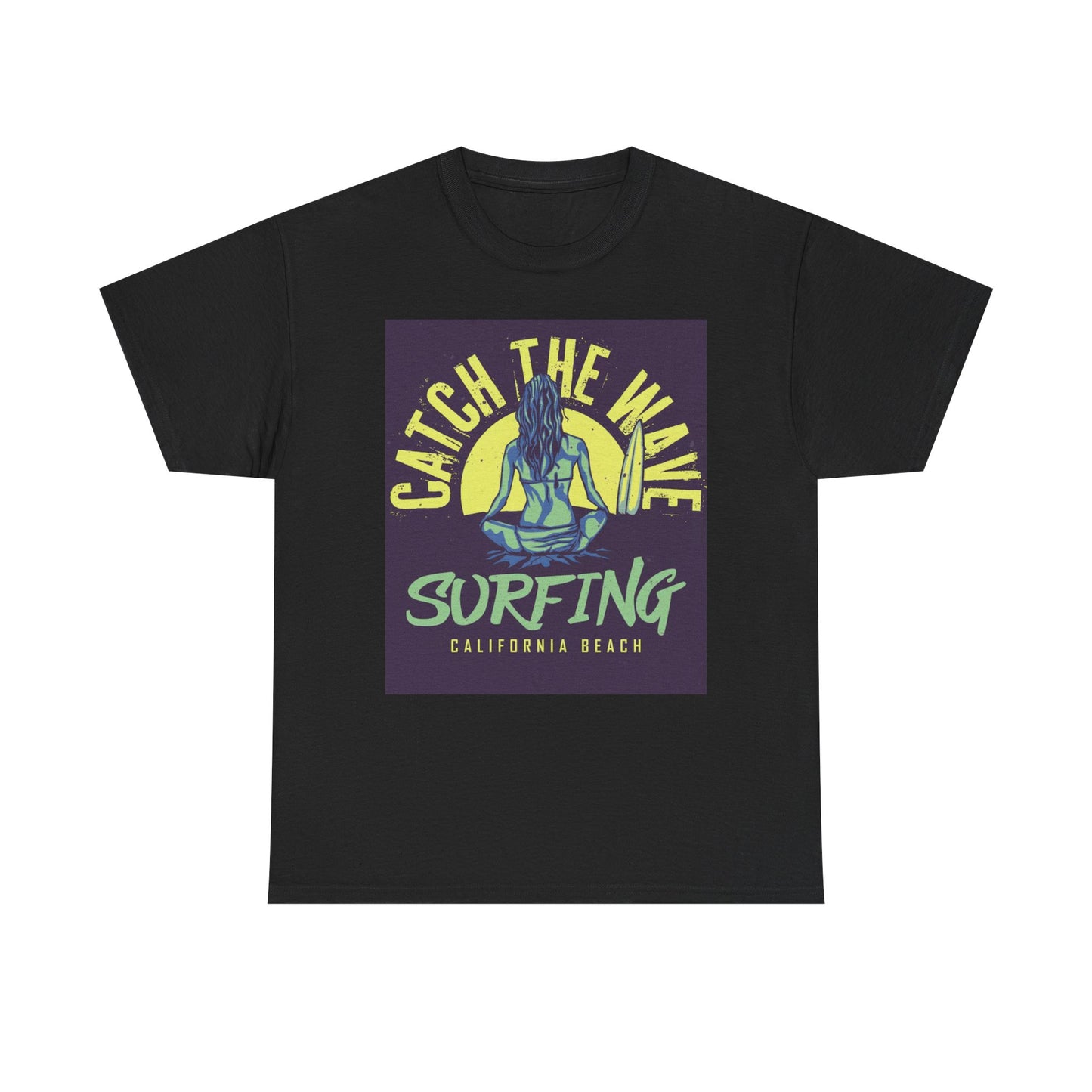 Catch The Wave Surfing T Shirt Unisex Heavy Cotton Tee