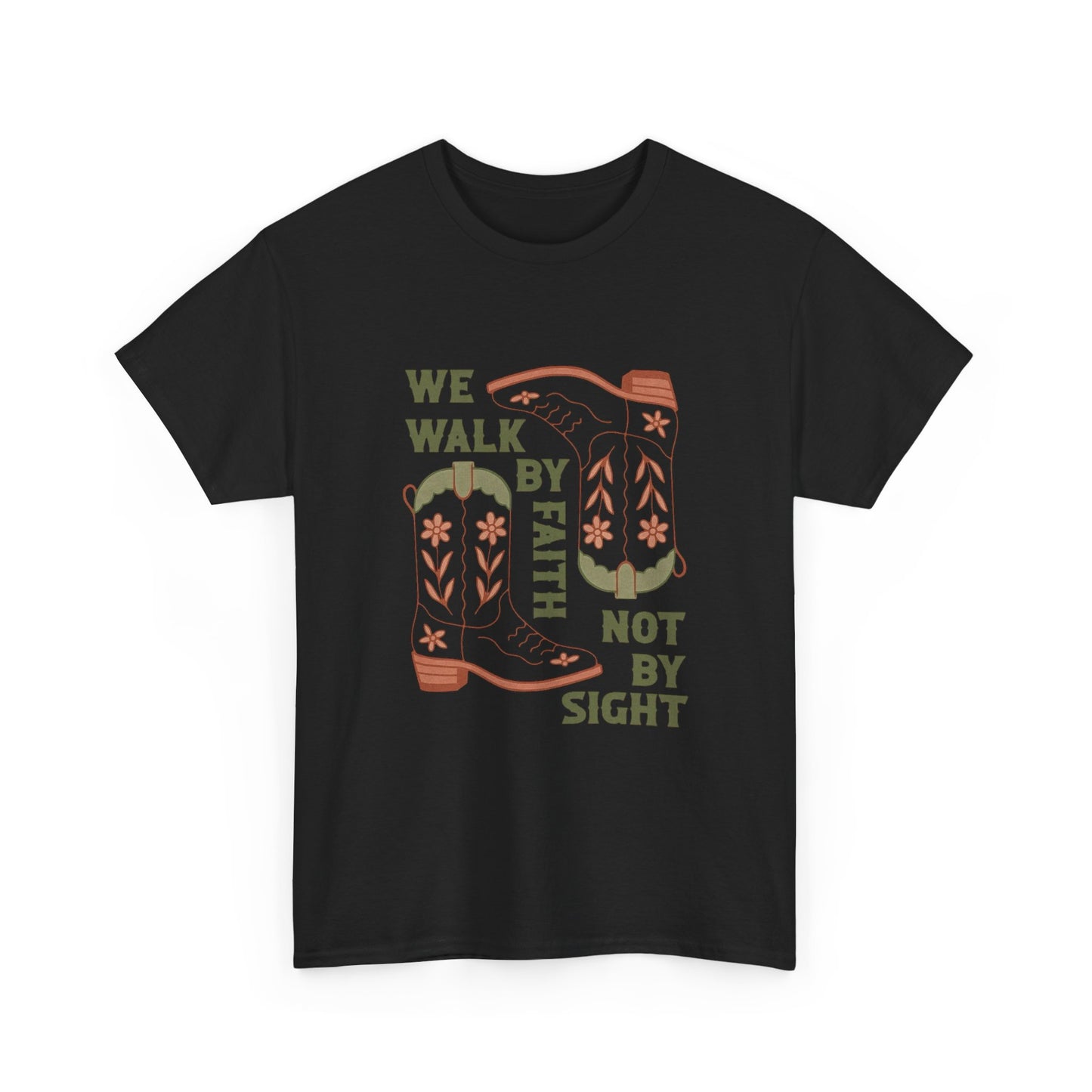We Walk By Faith Graphic T Shirt Unisex Heavy Cotton Tee