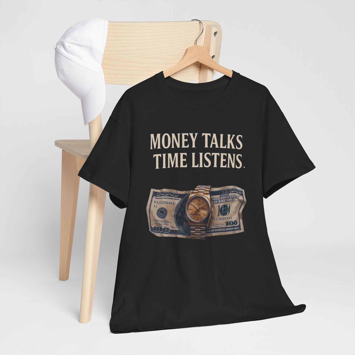 Money Talks Time Listens Graphic T Shirt Heavy Cotton Tee NEW ADULT UNISEX