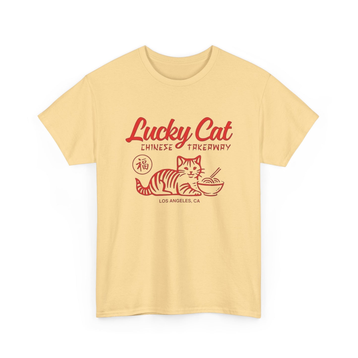Lucky Cat Chinese Takeaway Graphic T Shirt NEW ADULT TEE Cotton
