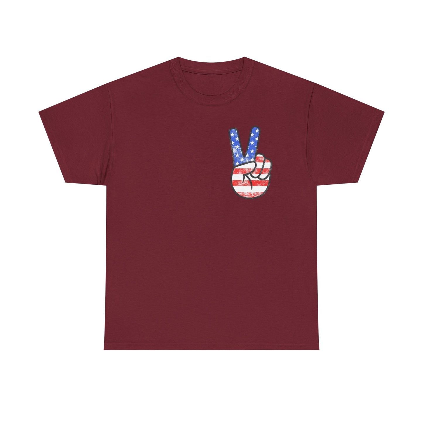 American Flag Peace Sign Retro Graphic T Shirt Adult New Tee