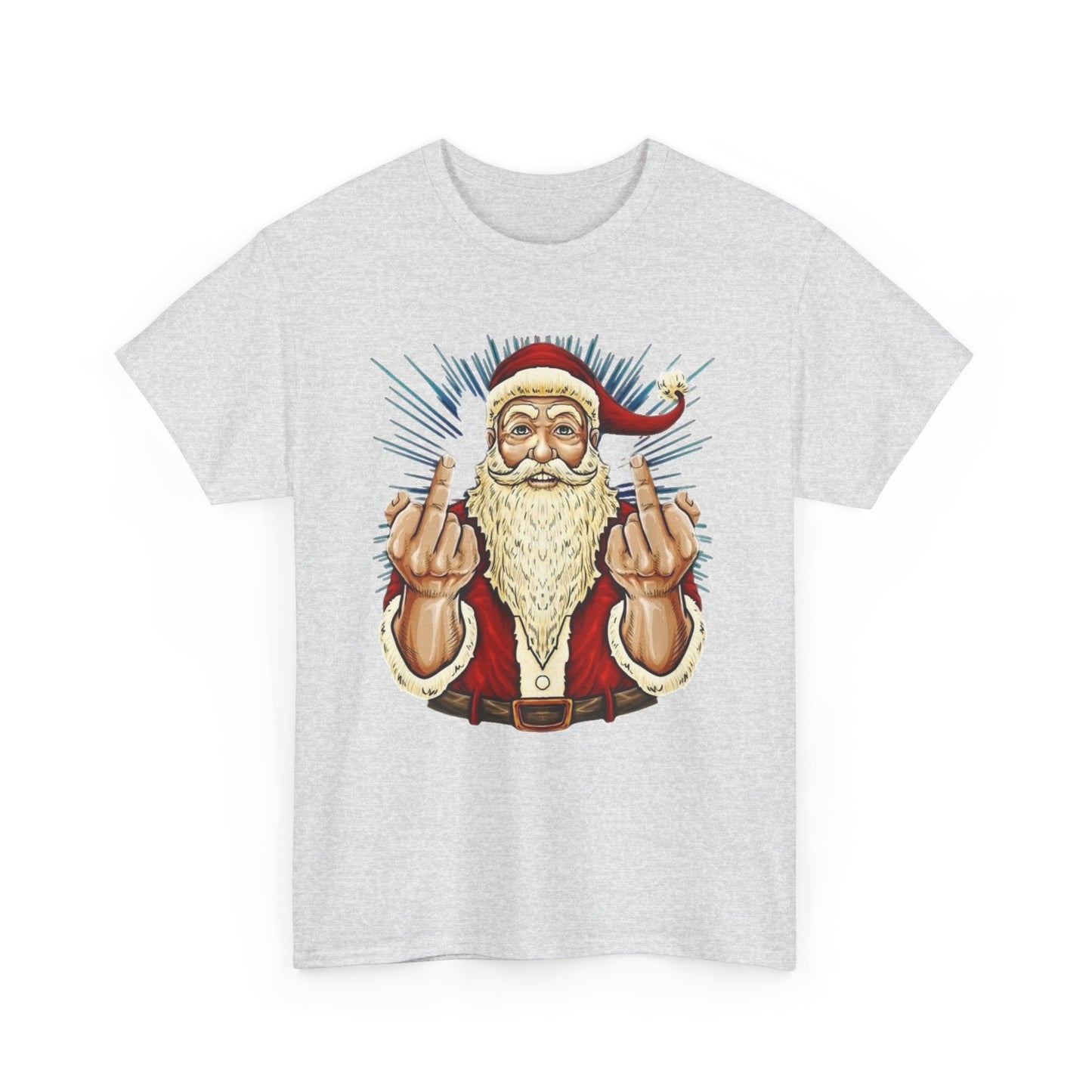 Funny Bad Santa Middle Finger Christmas Graphic T Shirt NEW ADULT