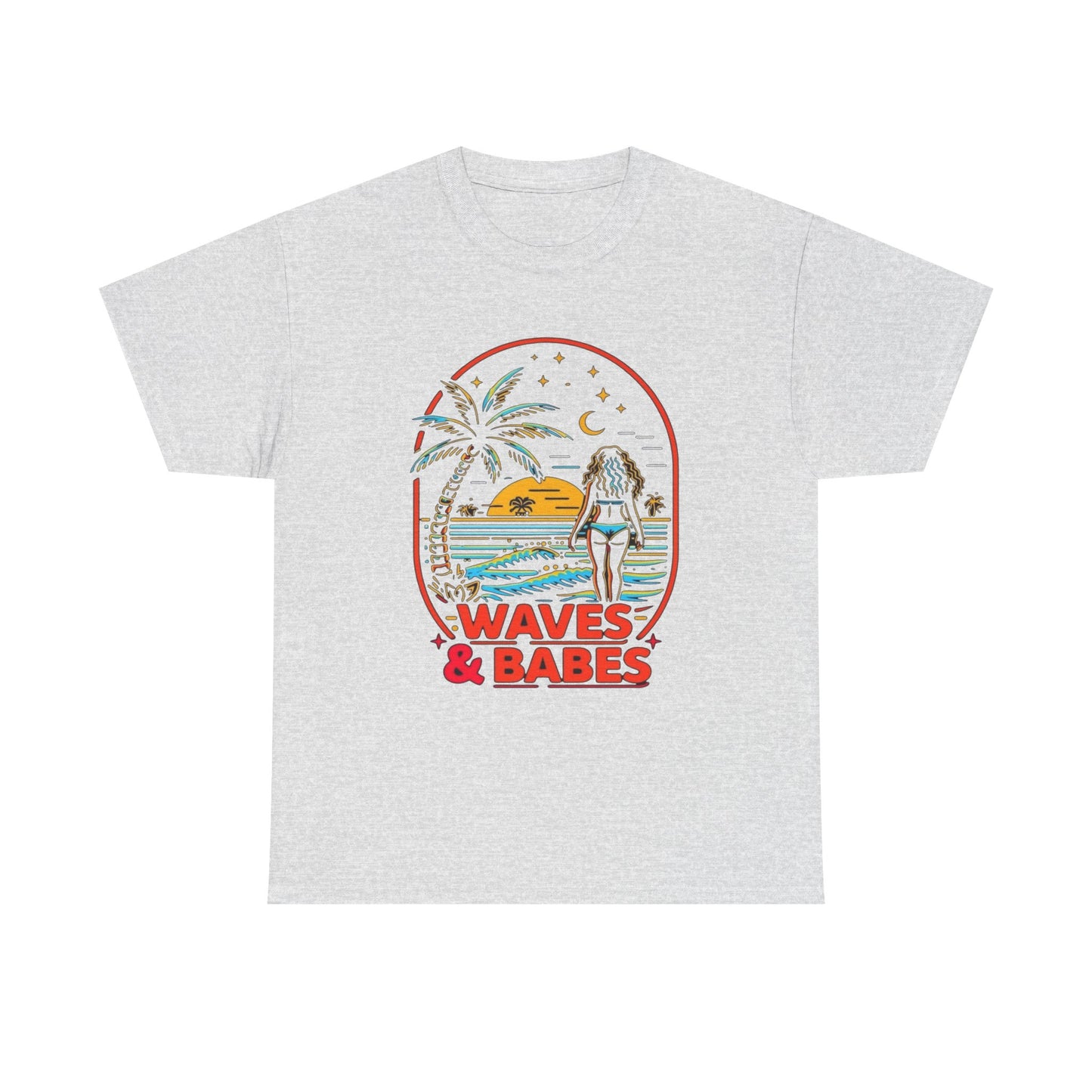 Waves And Babes Graphic T Shirt Heavy Cotton Tee
