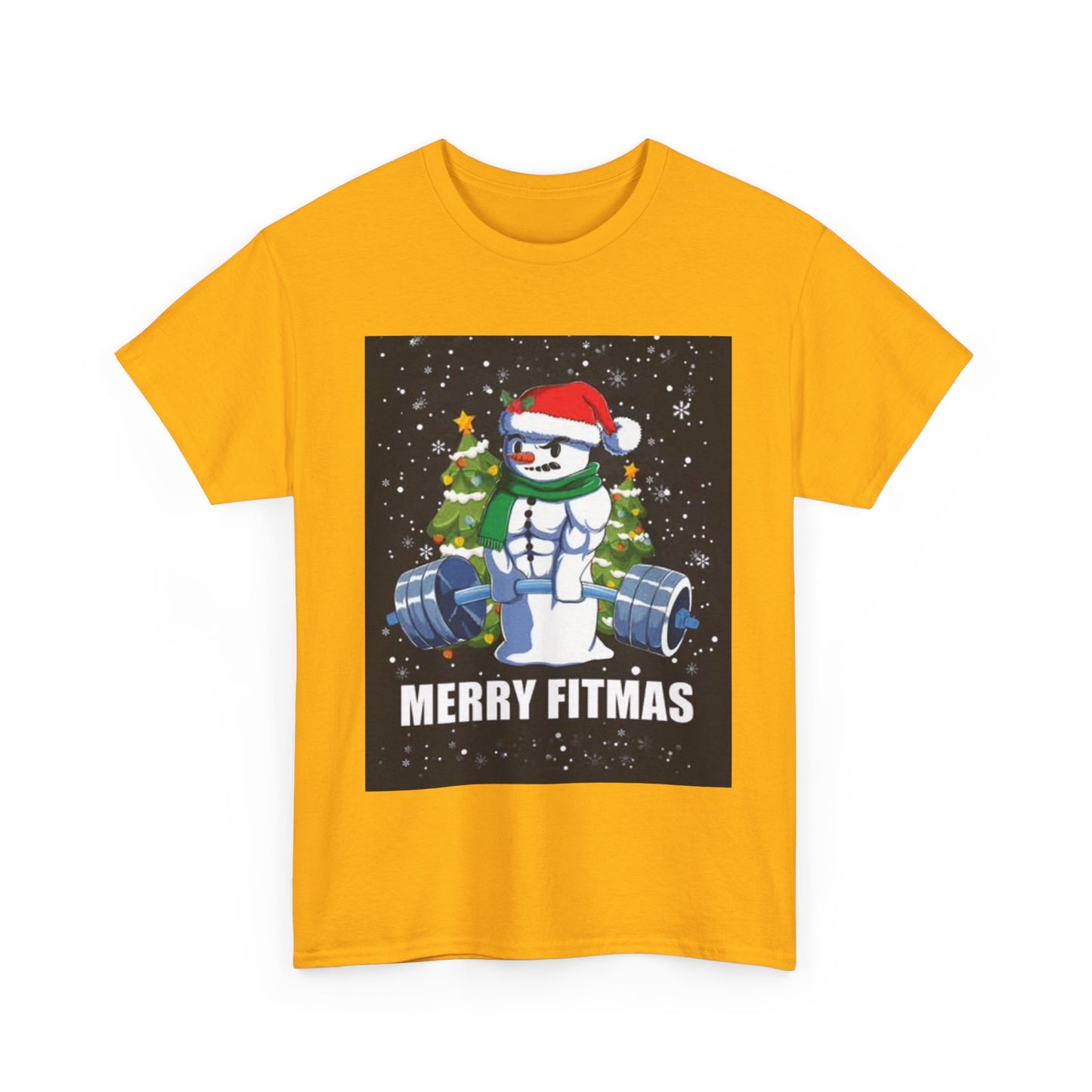 Merry Fitmas Shirt Funny Gym Snowman Christmas Gym Unisex Heavy Cotton Tee