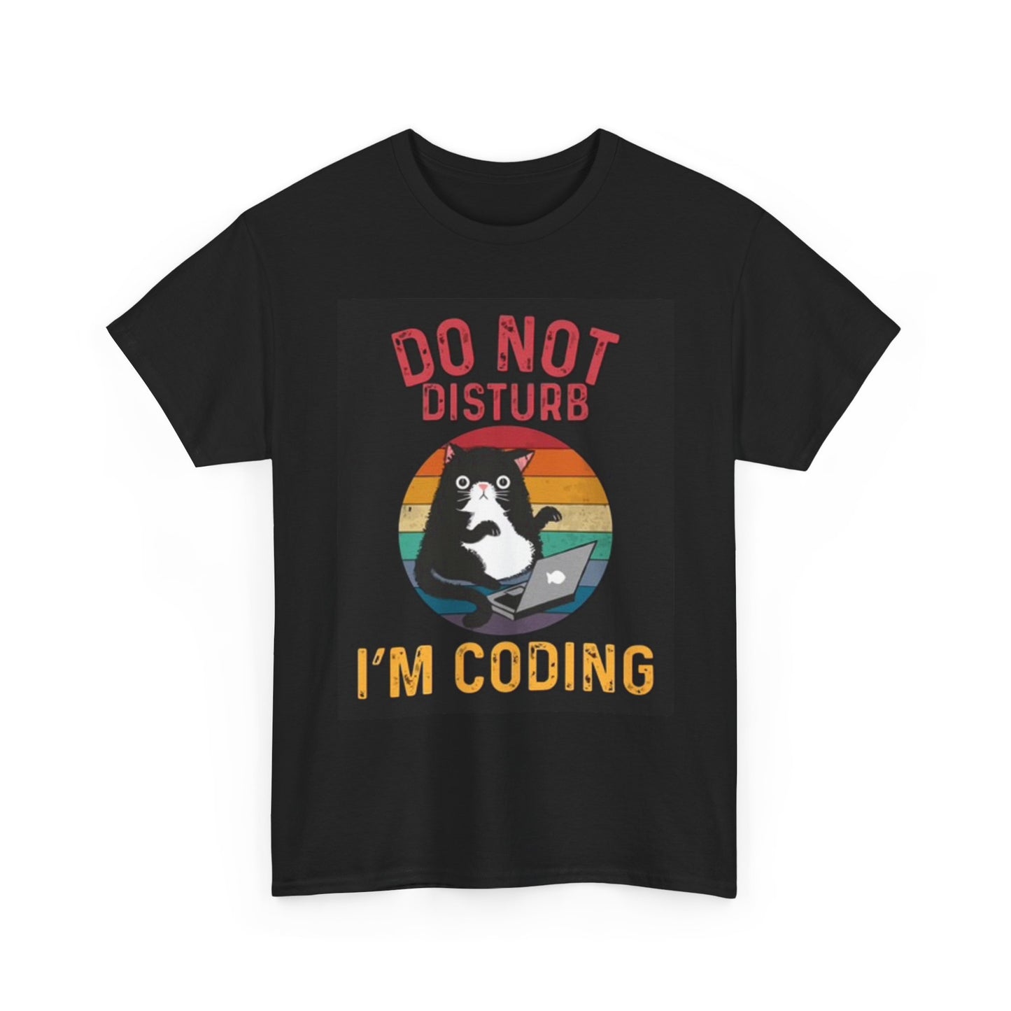 Do not Disturb Cat Im Coding Graphic T Shirt Funny Jokes Unisex Heavy Cotton Tee