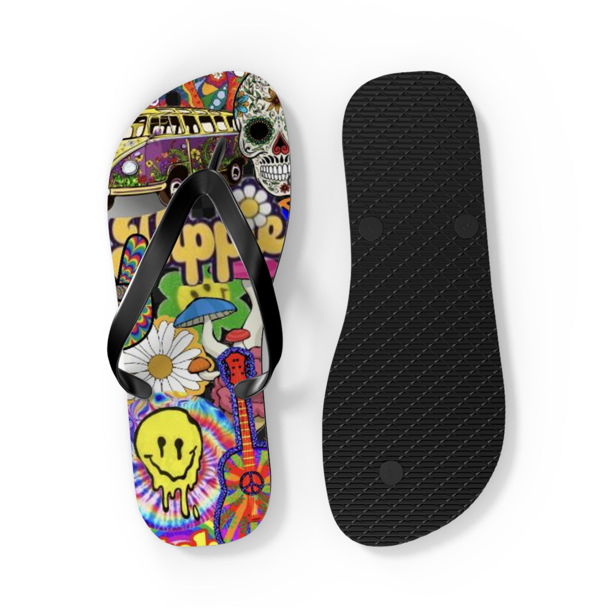 Hippy Trippy Vibes Beach Sandals, Slides for Summer, Flip Flops, Water Resistant