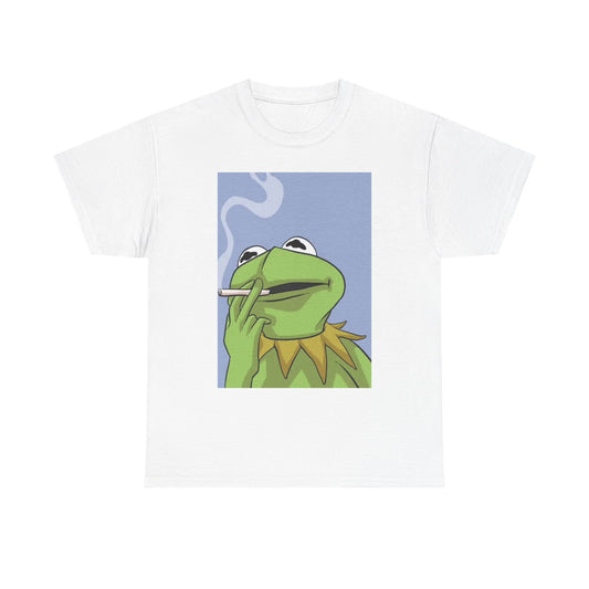 Kermit The Frog T Shirt Funny Cigarette Graphic Unisex Heavy Cotton Tee