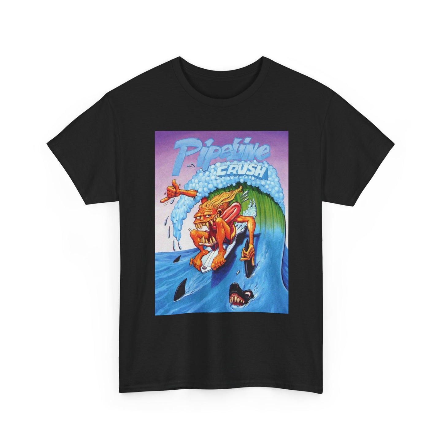 Pipeline Crush Surfing Vintage Graphic T Shirt Unisex Heavy Cotton Tee Gift