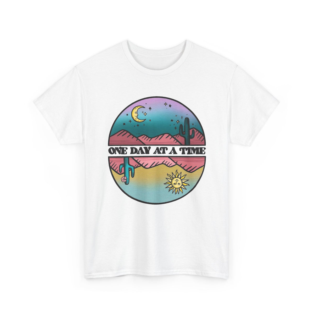 One Day At A Time Graphic T Shirt Men's Heavy Cotton Tee