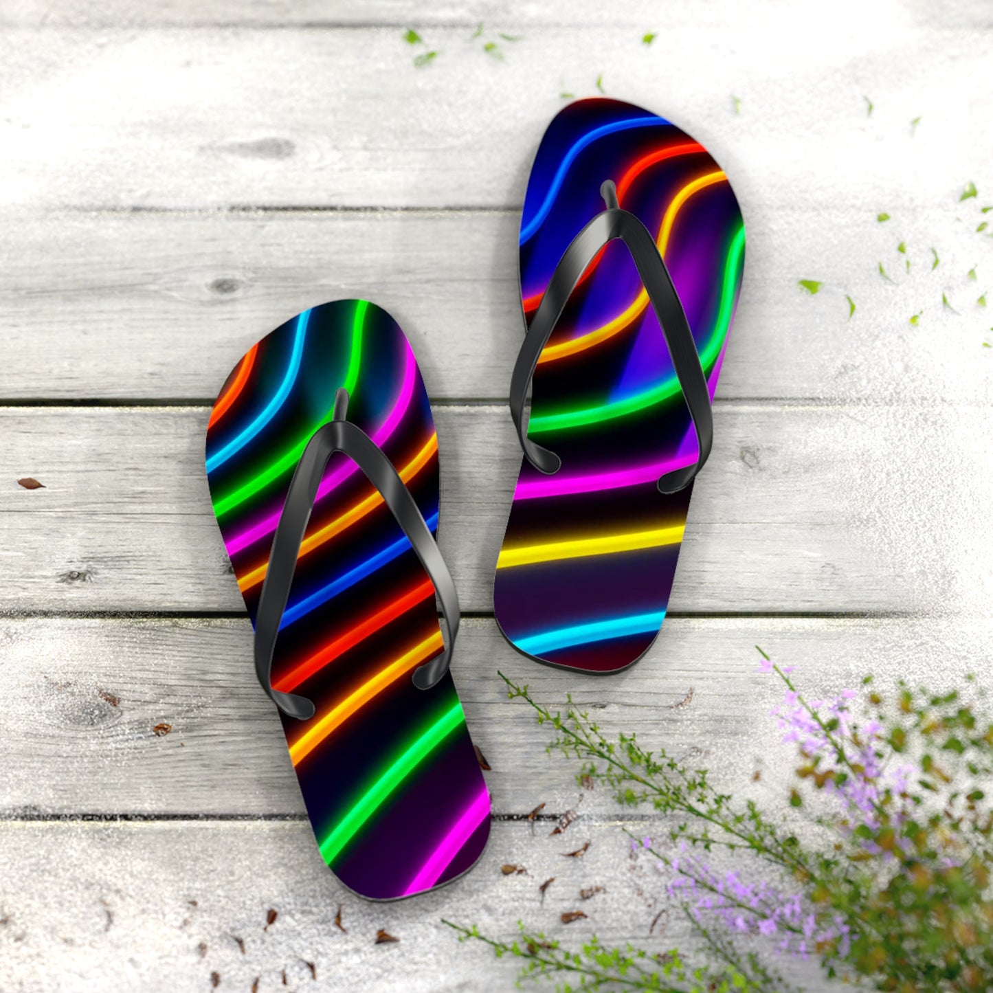 Neon Lights Flip Flops, Sandals Slides, Summer Footwear, Brand New