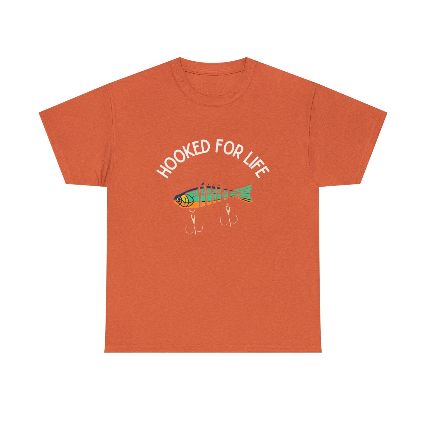 Hooked For Life Fishing Graphic T Shirt NEW Adult Unisex Heavy Cotton Tee