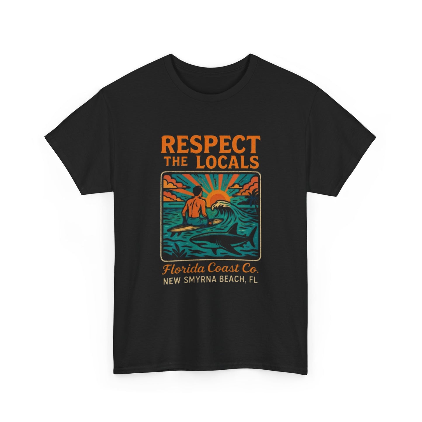 Respect The Locals Florida Surfing Graphic T Shirt Unisex Heavy Cotton Tee Gift