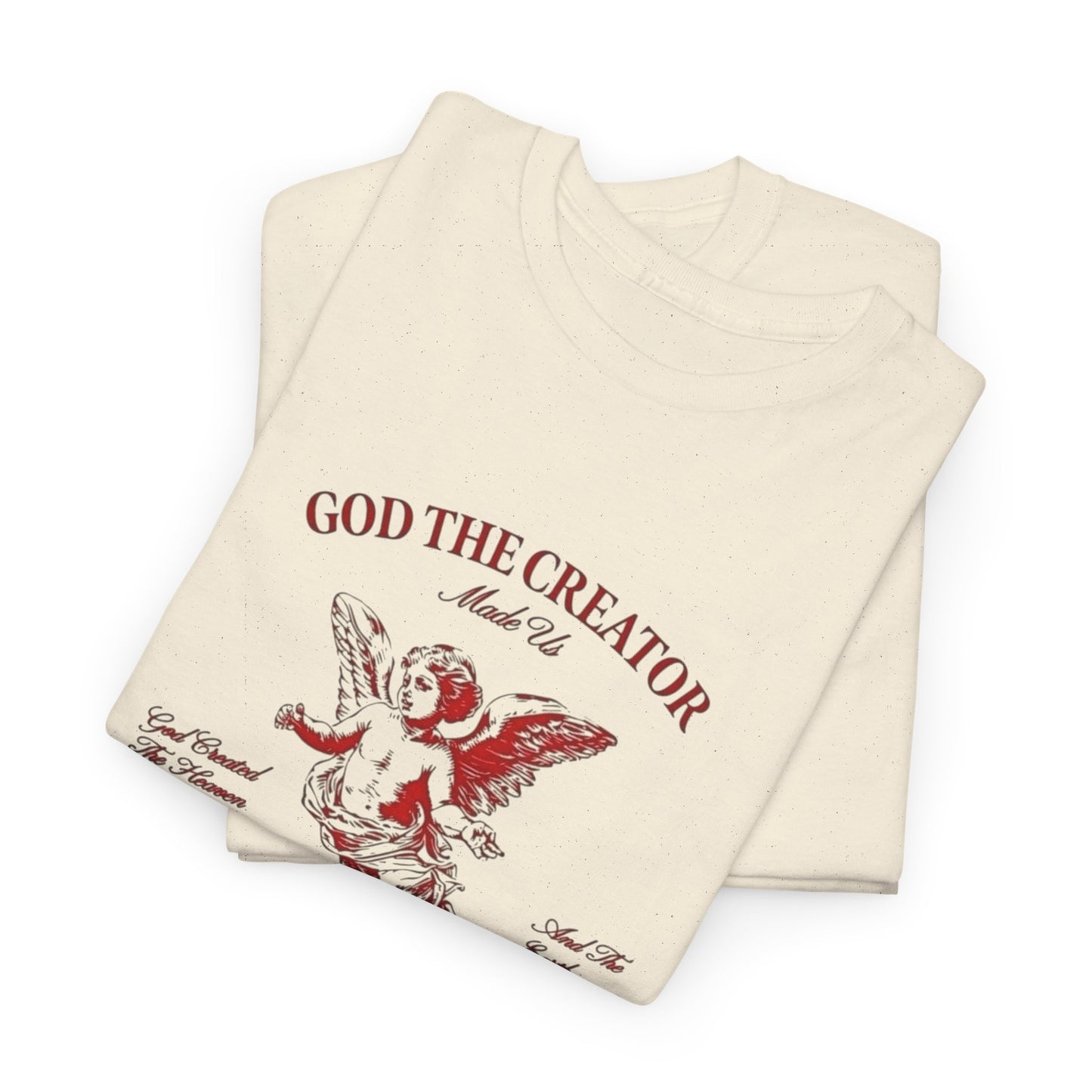 God The Creator Heaven Made Graphic T Shirt Men's Heavy Cotton Tee