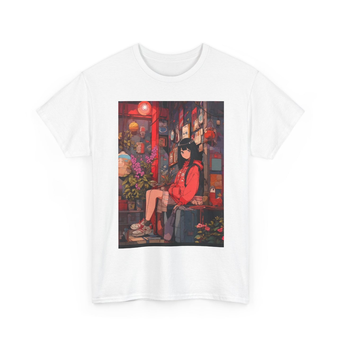 Waifu Anime T-shirt Girl Graphic Cartoon Retro Gaming Unisex Heavy Tee Gamer 44