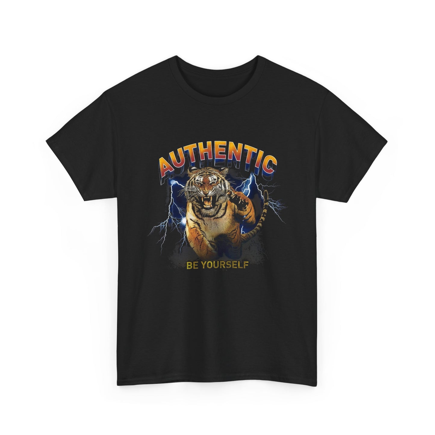 Authentic Be Yourself Tiger Vintage Graphic T-Shirt, Unisex Cotton Shirt