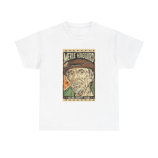 Merle Haggard Tshirt Outlaw Country Vintage Poster Unisex Heavy Cotton Tee