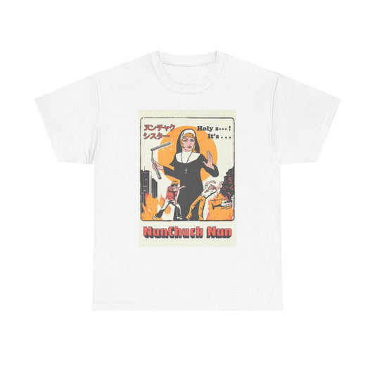 Nun Chuck Nun Karate Funny Graphic T Shirt Vintage Unisex Heavy Cotton Tee