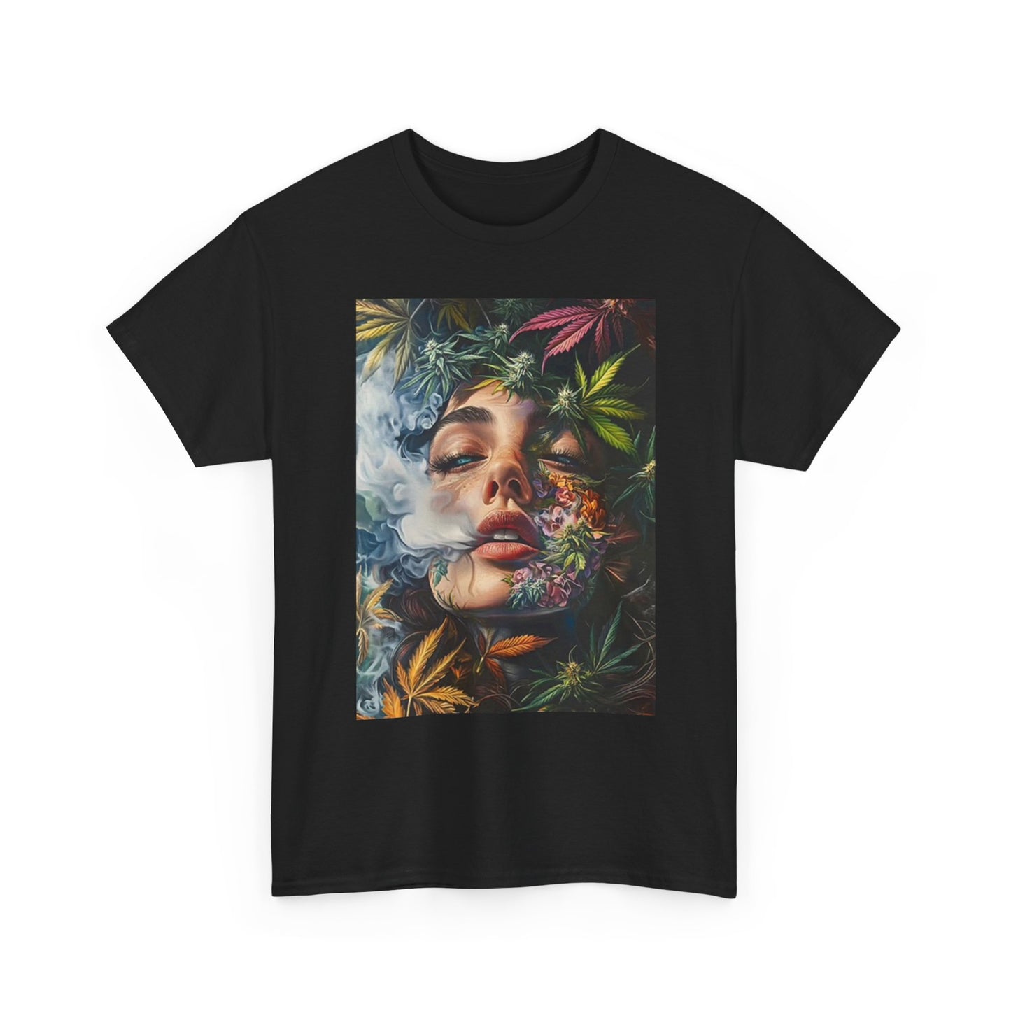 Mother Nature Pot Leaf Multi Color T Shirt Graphic Unisex Heavy Cotton Tee