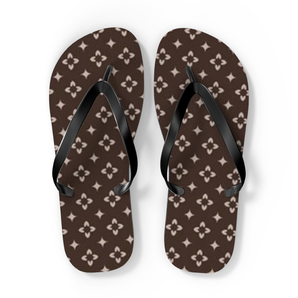 Brown And White Monogram Flip Flops, Sandals Slides, Summer Footwear, Brand New