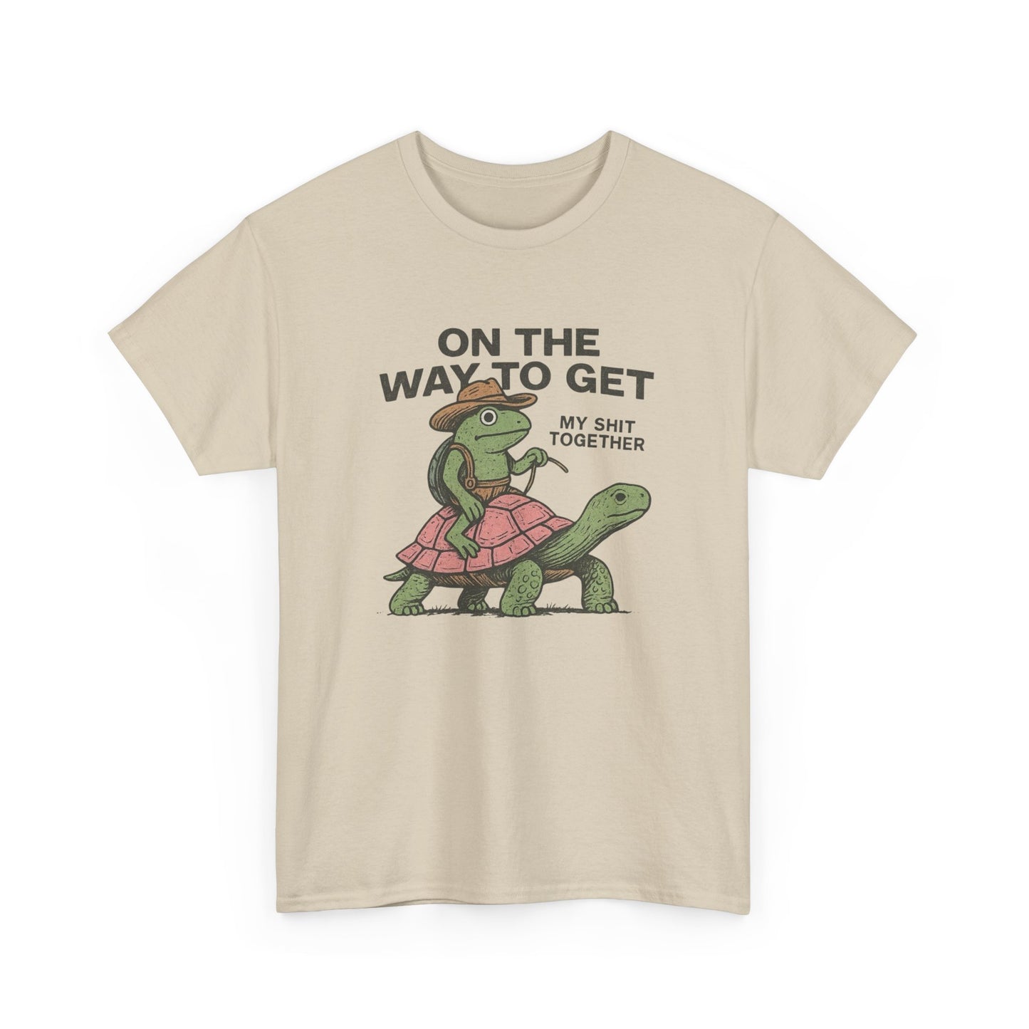 On My Way To Get It Together Funny Frog Cowboy Graphic T Shirt Tee Retro Gift