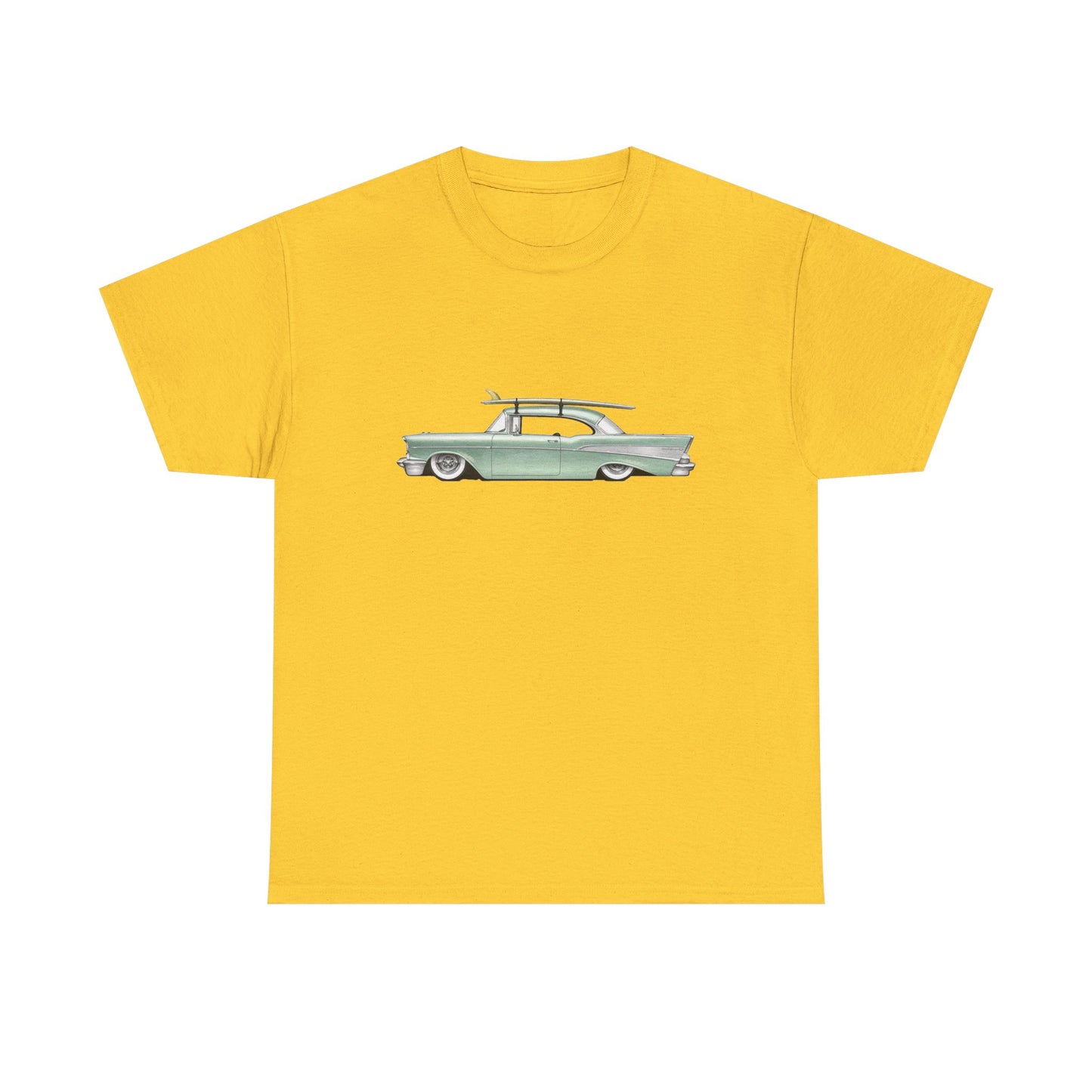57 Chevy Cruiser Surfer Graphic T Shirt Unisex Heavy Cotton Tee NEW