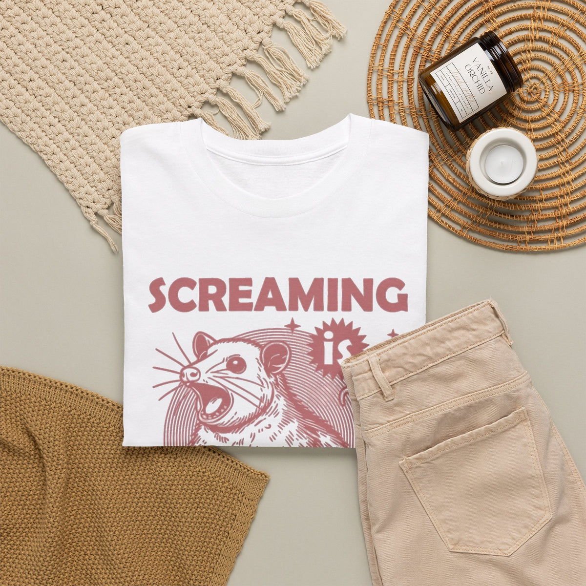 Screaming Self Care Rat T-Shirt Men's Graphic Tee