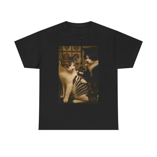 Cat Tattoo Funny Graphic T Shirt Unisex Heavy Cotton Tee BRAND NEW