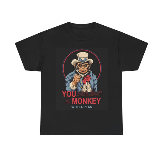 Monkey With A Plan Shirt Funny Uncle Sam Graphic Unisex Heavy Cotton Tee