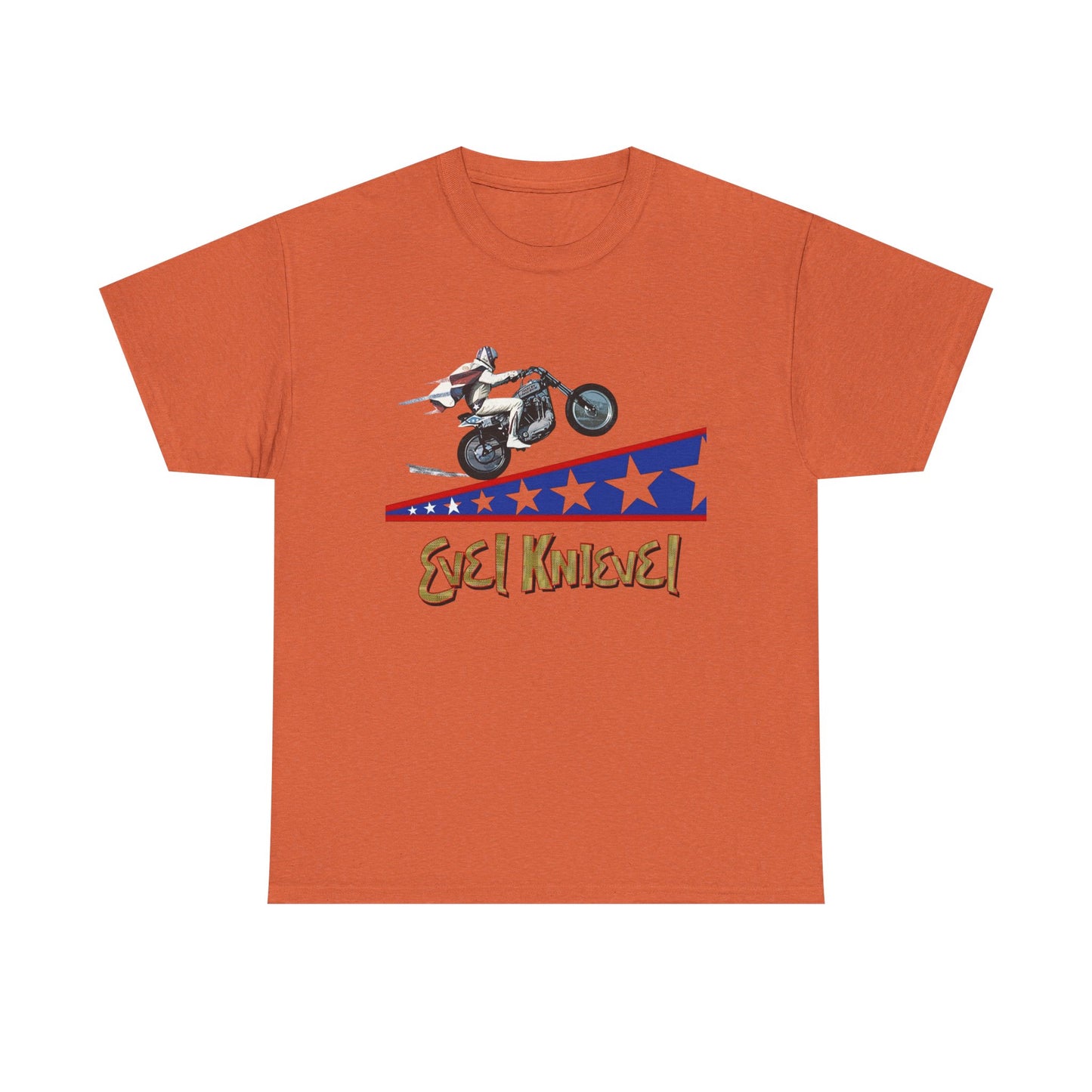 Evel Knievel Motorcycle Stunts Graphic T-Shirt Unisex Heavy Cotton Tee GIFT NEW