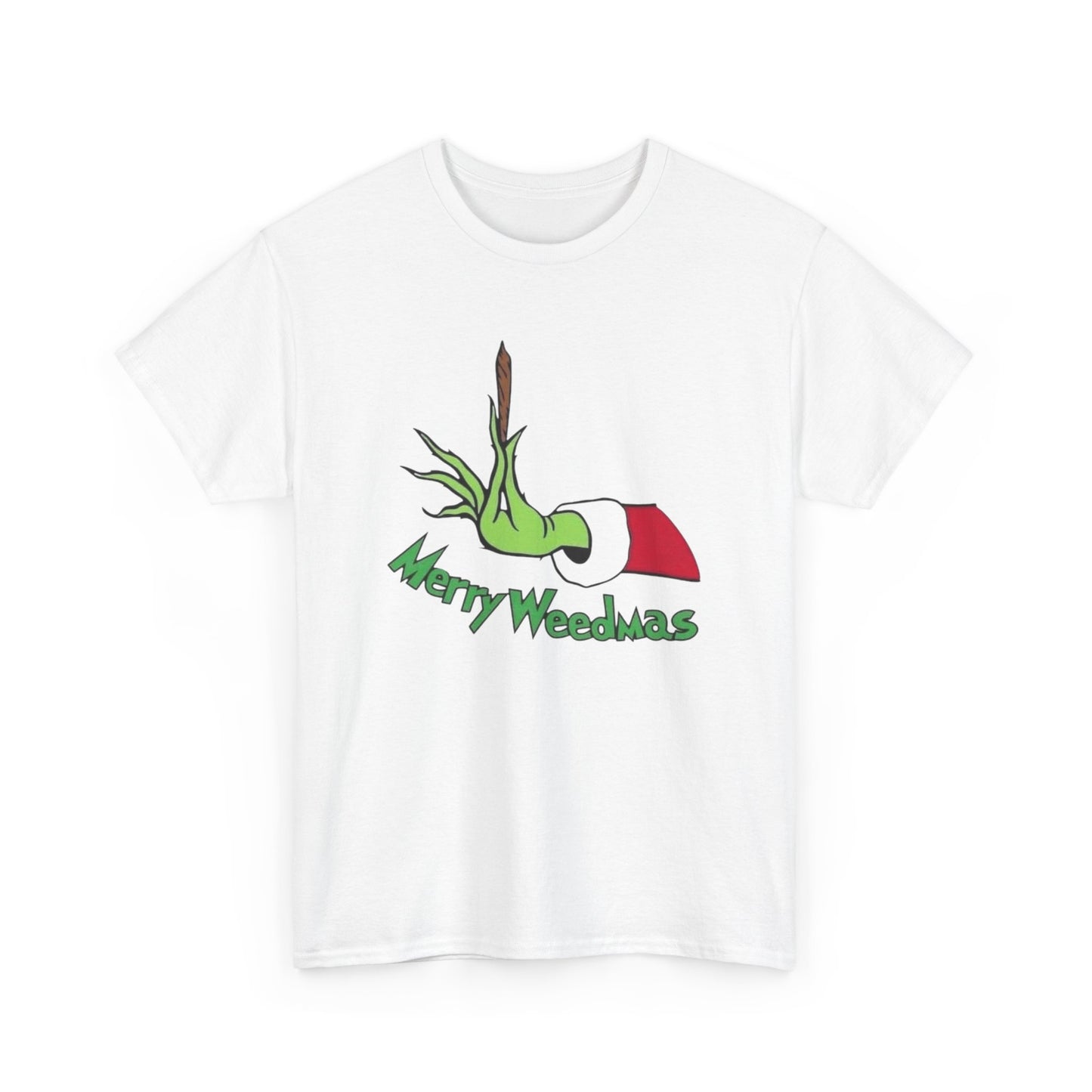 Merry Weedmas Funny Christmas Weed Graphic T Shirt Unisex NEW Heavy Cotton Tee
