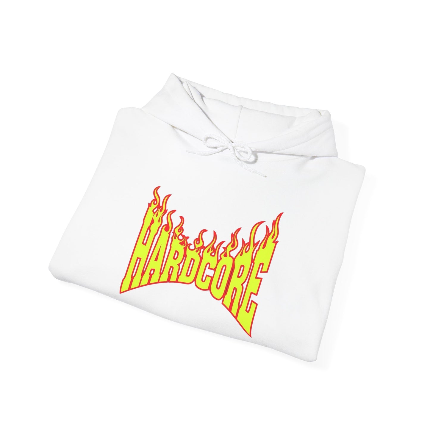 Hardcore Flame Logo Retro Graphic Hoodie Unisex Heavy Blend™ Hooded Sweatshirt