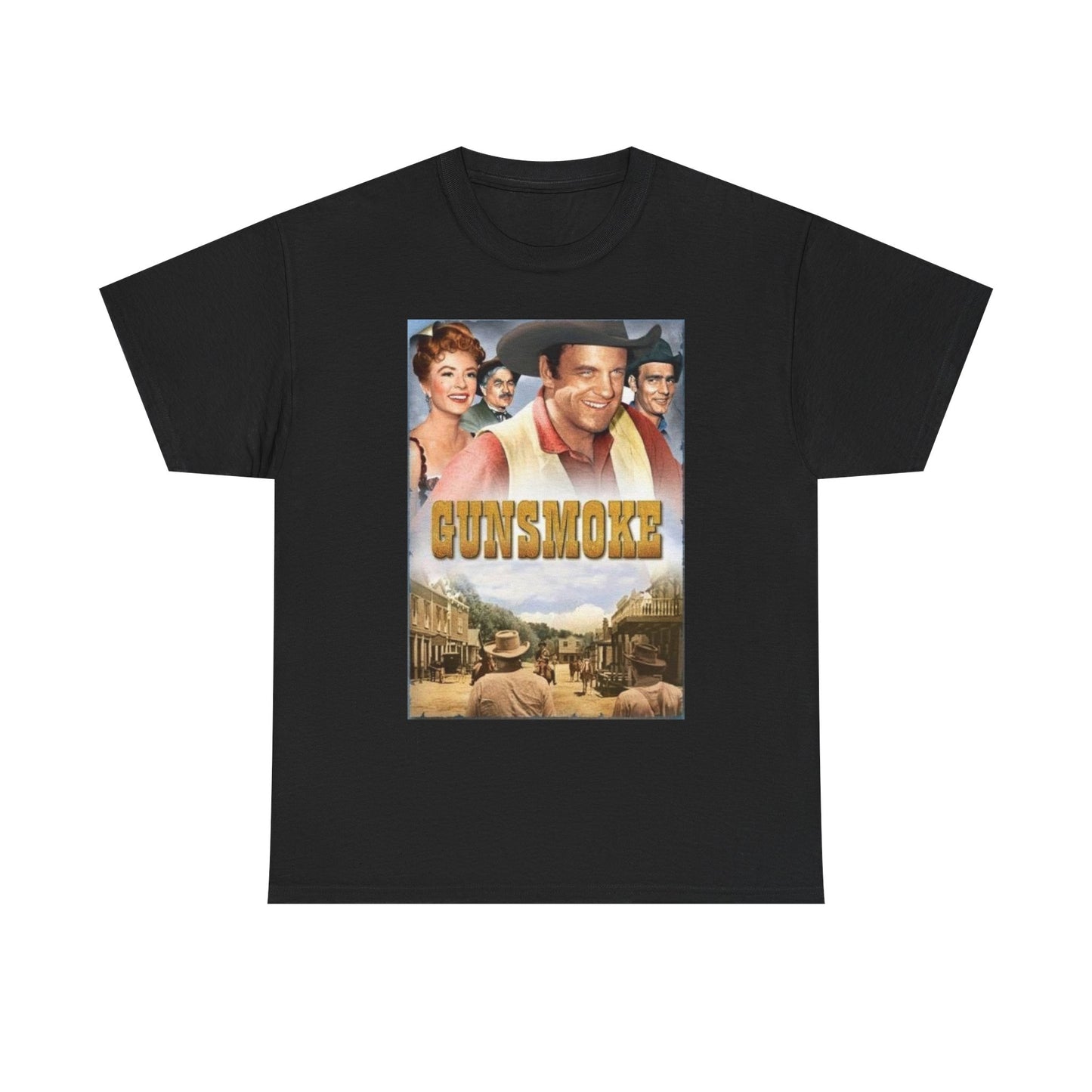 Gun smoke Graphic T Shirt Vintage Western Series Cowboys Unisex Heavy Cotton Tee