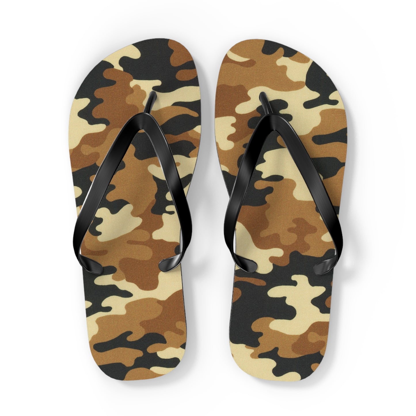 Waves And Sun Sandals Tan Camo Print Summer Flip Flops Slides BRAND NEW
