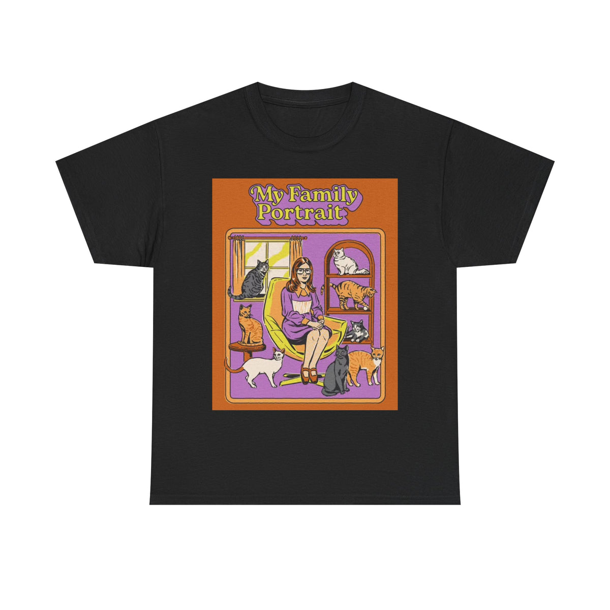 Family Portrait Tshirt Funny Cat lady 80s Vibe Unisex Heavy Cotton Tee