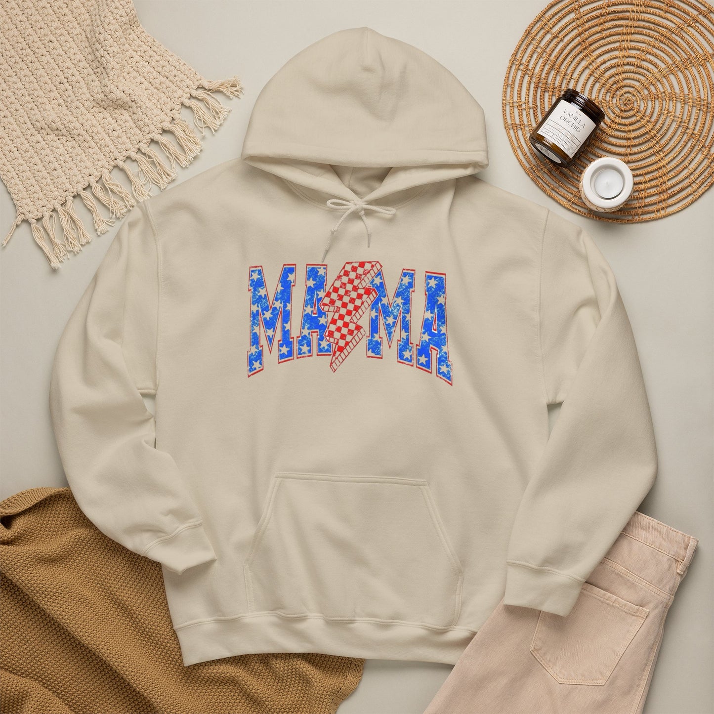 USA Mama Mom Retro Graphic Hoodie Women's Heavy Blend™ Hooded Sweatshirt