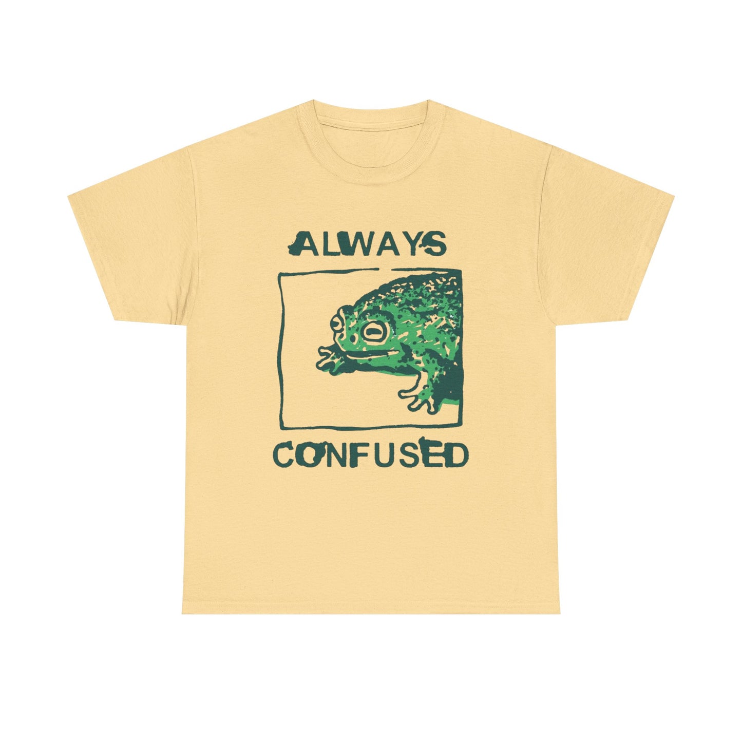 Always Confused Frog Graphic T Shirt Unisex Heavy Cotton Tee