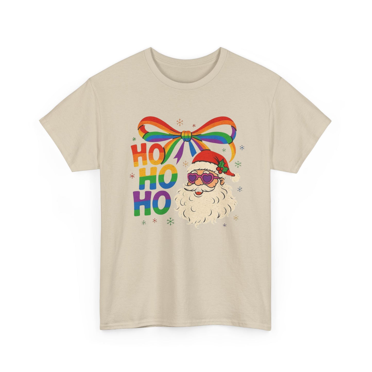 Ho Ho Ho Rainbow Santa Christmas Graphic T Shirt NEW Unisex Heavy Cotton Tee