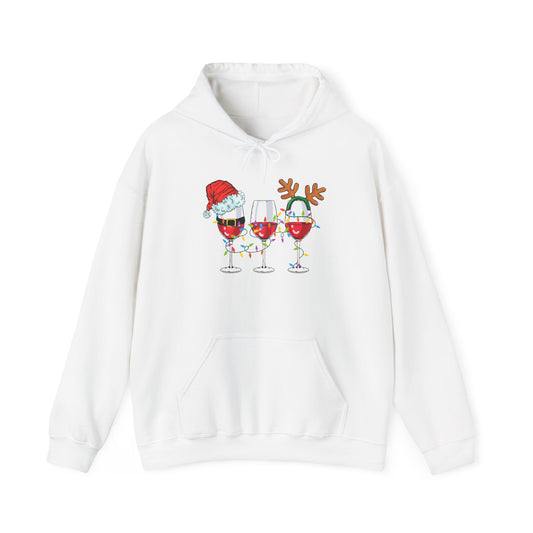 Christmas Wine Glasses Graphic Hoodie Unisex Heavy Blend™ Hooded Sweatshirt